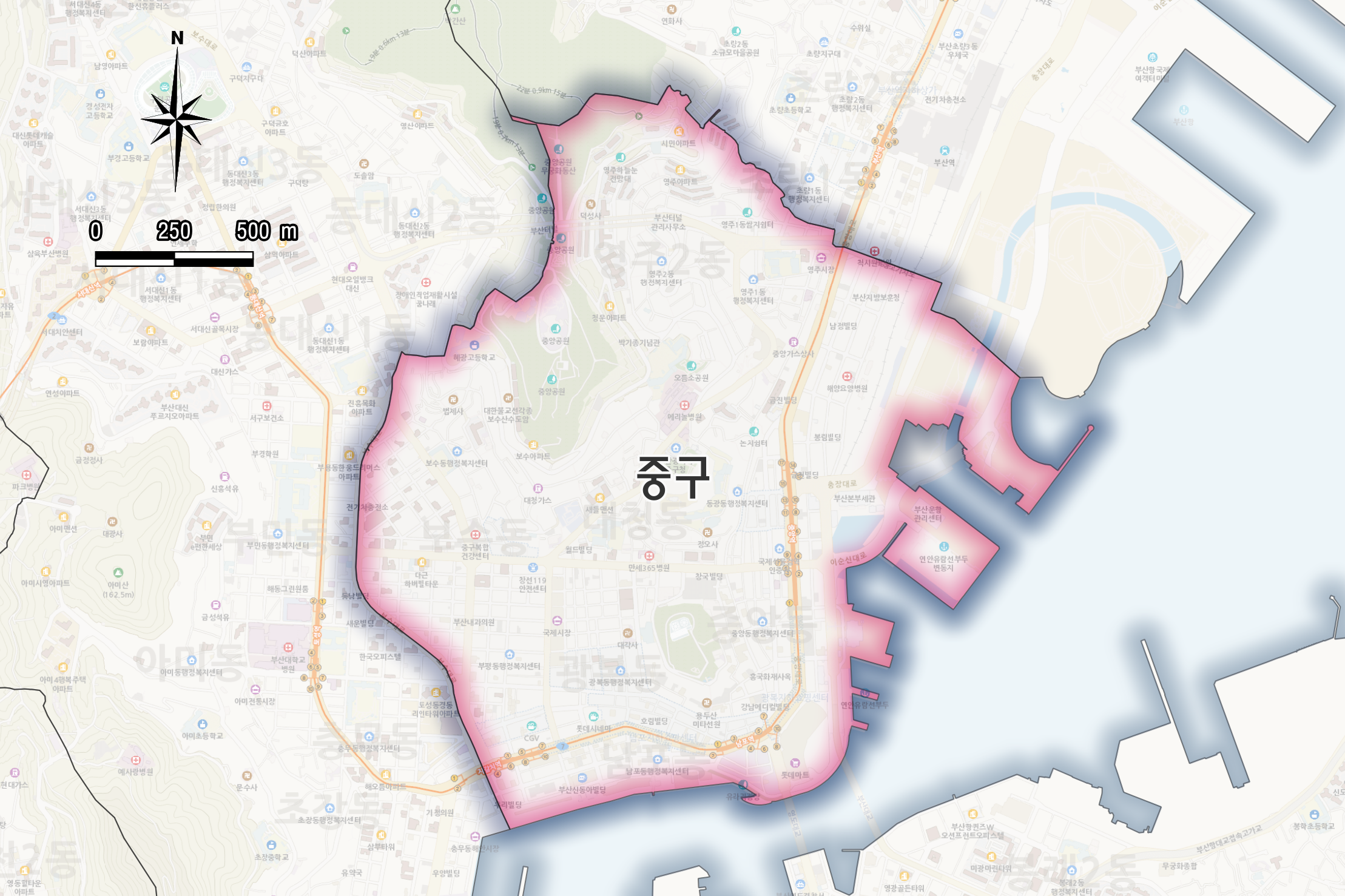 부산 시군구 확대 지도