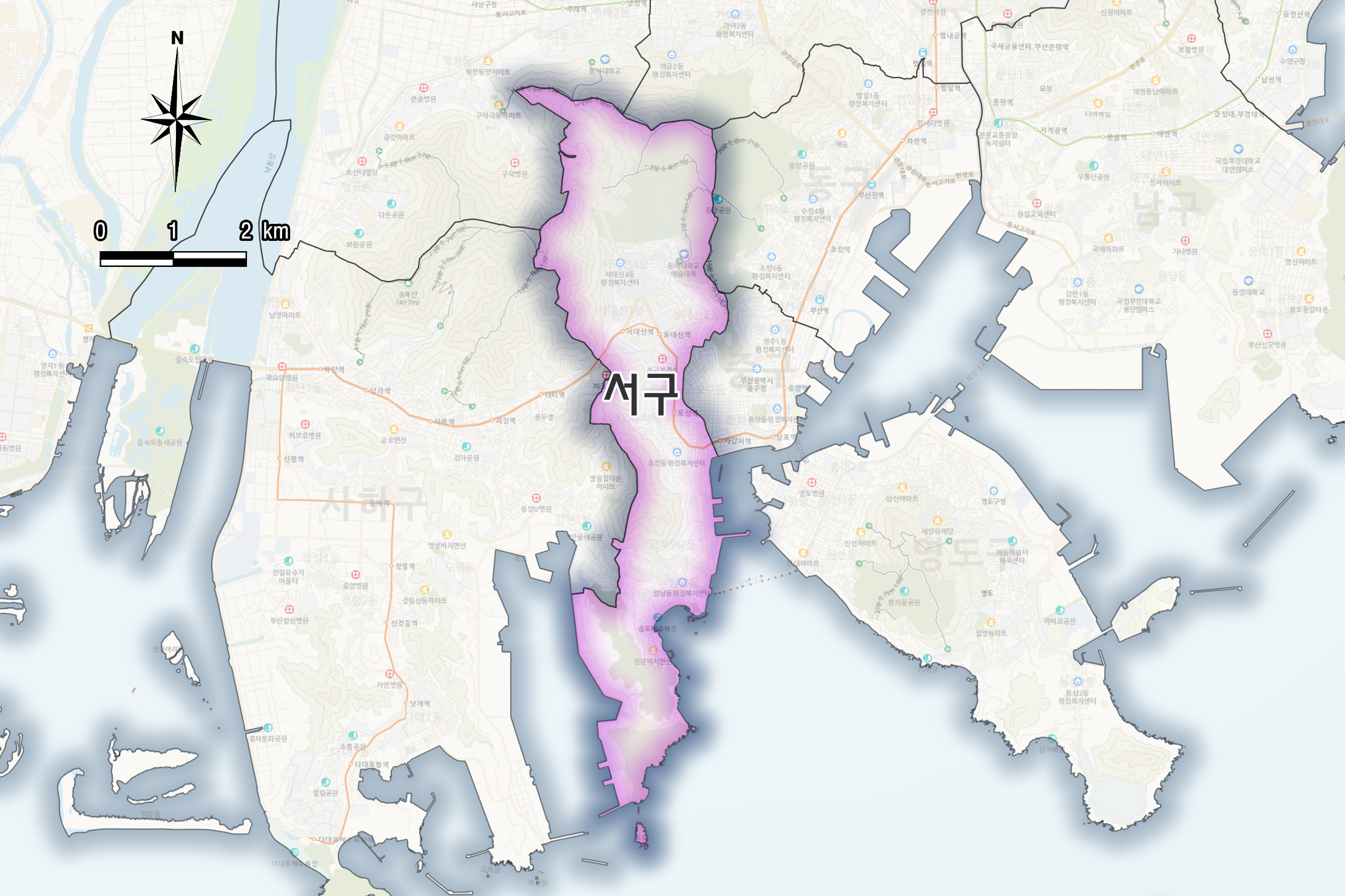 부산 시군구 확대 지도